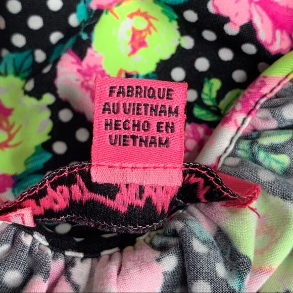 Betsey Johnson Blouse Size M Polka Dot Floral Print Long Sleeve - Picture 8 of 11